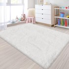 Small Area Rug for Bedroom 3x5ft Mini White Fluffy Rug Mat Bedside Throw Rug 