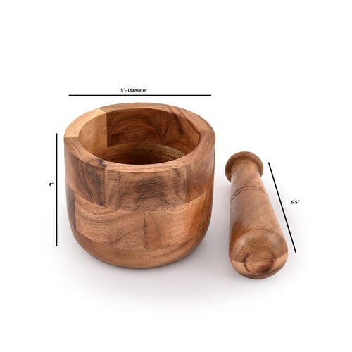 Samhita Handmade Acacia Wood Mortar and Pestle Perfect for Grinder for Herbs,... - Picture 7 of 8
