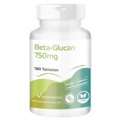 Beta-Glucan 750 mg hochdosiert - 180 Tabletten Großpackung, vegan | Vitamintrend