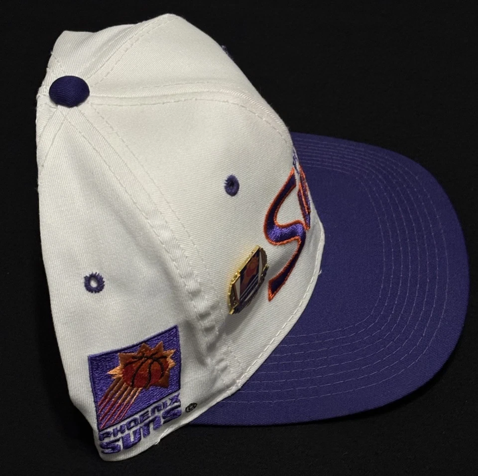 Vintage 90s Sports Specialties Phoenix Suns Script White Snapback Hat Cap NBA - Image 4 of 4