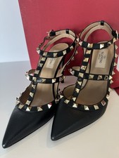 Valentino Garavani Rockstud Grainy leather ankle strap pumps