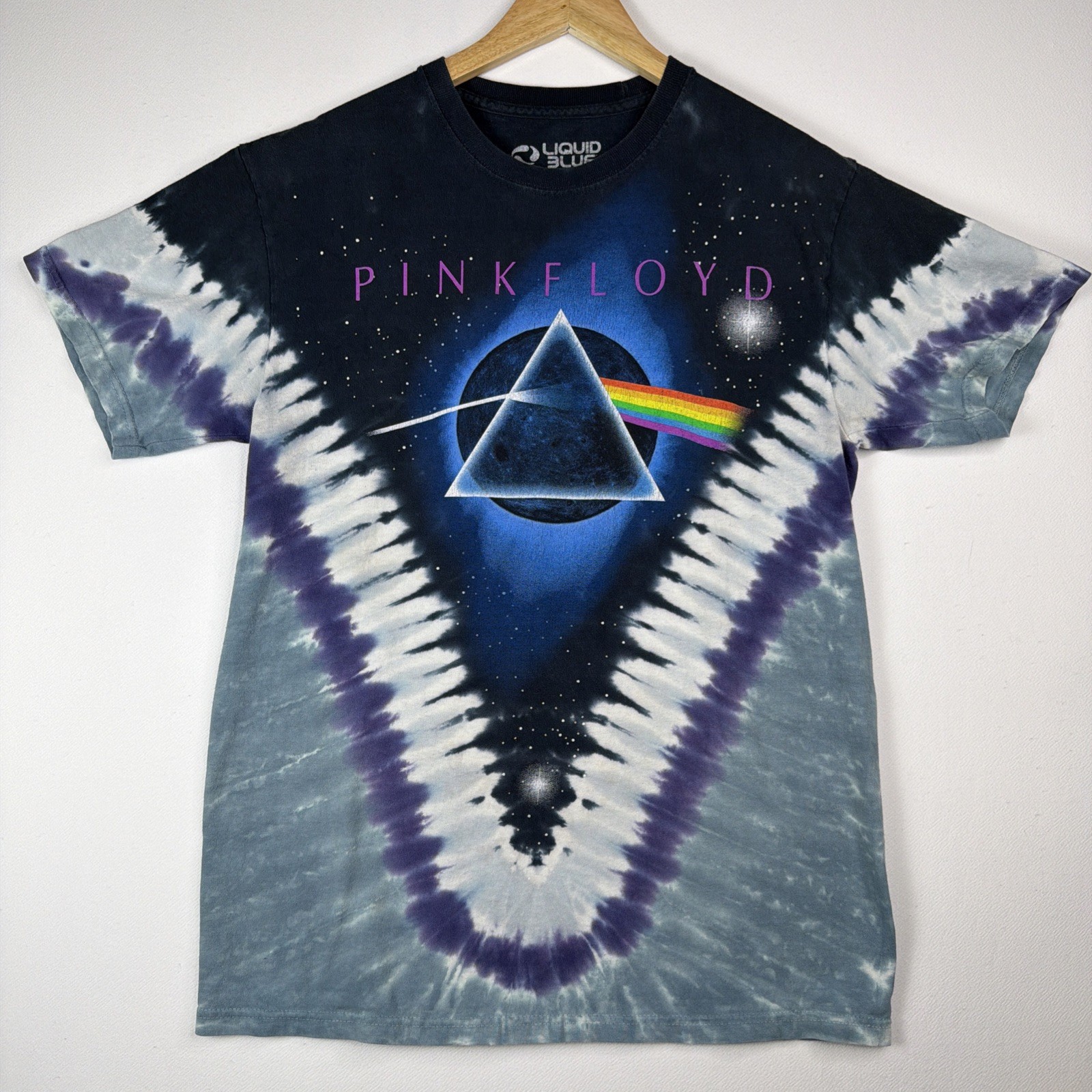 Liquid Blue Pink Floyd T-Shirt Men Med Dark Side of the Moon Tie Dye Band Rock