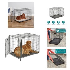 42-Inch iCrate for Large Breeds, 71-90 lbs, Double Door Folding Dog Crate wit...