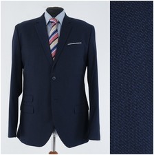 Mens Navy Blue Blazer 44R US Size RESERVED Sport Coat Jacket