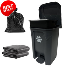 20L Outdoor Dog Poop Trash Can w Lid Pedal Inner Bucket - US
