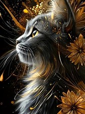 Black Cat Diamond Art Kits for Adults, 5D 11.8x15.7 inches, KM590-1