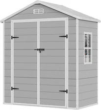 6X3 FT Resin Storage Shed, Waterproof Outdoor Storage Sheds with Floor & Window 