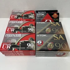 Blank Cassette Tape Lot SA90 Maxell UR90 High Bias Super 17 Tapes New Sealed