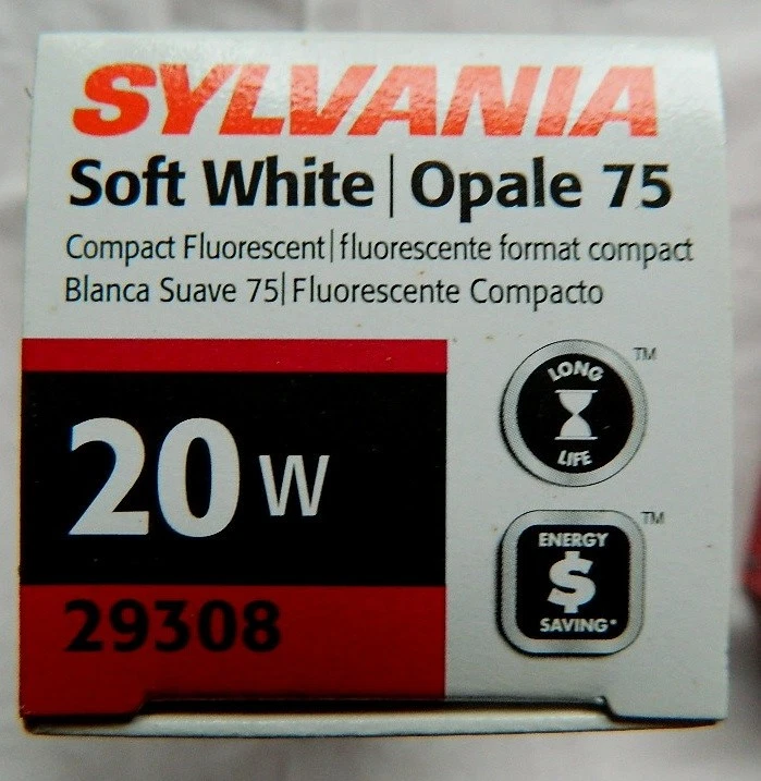 Sylvania Compact Fluorescent Soft White Light Bulbs (3) CF20EL 20 Watts 29308 - Image 4 of 4