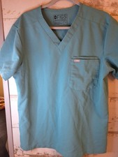 FIGS Scrub Top Adults Medium Green Technical Collection 2-Pocket V-Neck