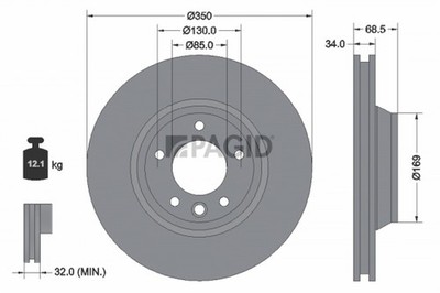 1x Bremsscheibe PAGID 54218NHC für VW TOUAREG 7LA 7L6 7L7 7P5 7P6 TDI FSI V10 Q7