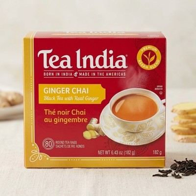  Tea India Ginger Chai Black Tea   Real Ginger Flavor, 80 Tea Bags