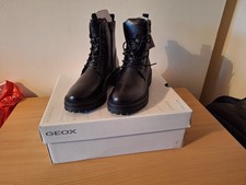 Image of Women’s Geox  Respira Iridea Leather Ankle Boots, Black Size 5