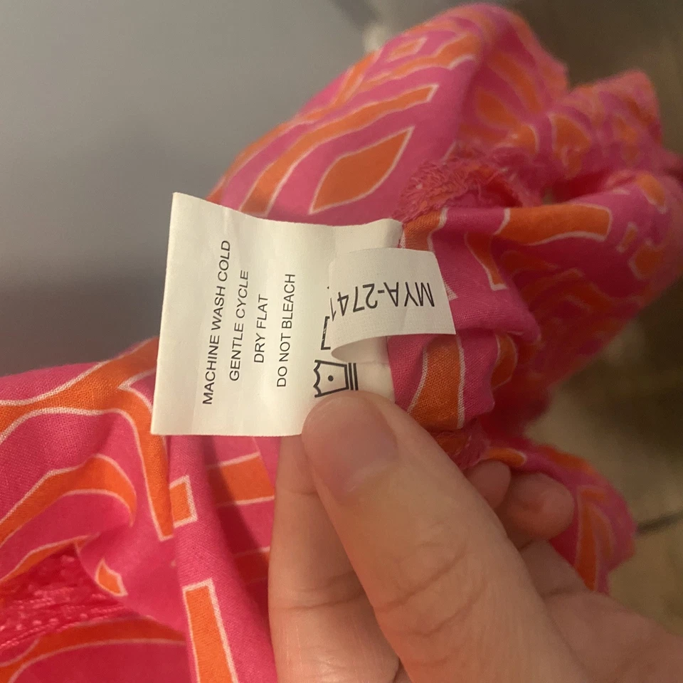 Vestido túnica Mud Pie para mujer M rosa naranja borla liviano playa Vaca Foto 3 de 4