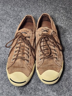 CONVERSE Jack Purcell Shoes Men 12 Women 14 Brown Suede Leather Low-Top Sneaker