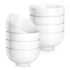 10 OZ Small Bowls Set of 8, Porcelain Ice Cream Compact Bowls for Kitchen, Wh...