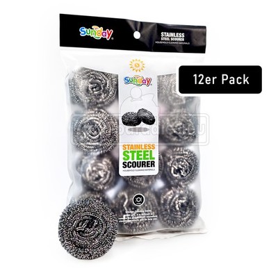 12 x Topfkratzer Topfreiniger Scheuerschwamm Edelstahl Schwamm rostfrei