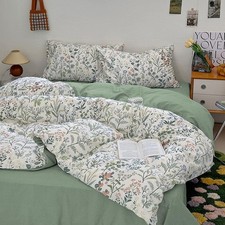 EAVD Vintage Style Garden Floral Duvet Cover Twin Girls Soft Cotton Chic Shab...