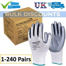 240 PAIRS GREY NITRILE PALM COATED SAFETY NYLON WORK GLOVES BUILDERS GARDEN GRIP