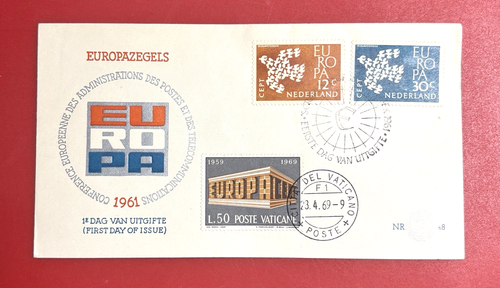 NETHERLANDS EUROPA 1961 FDC SC#387-388 PLUS VATICAN CITY SC#470 FDCANCEL