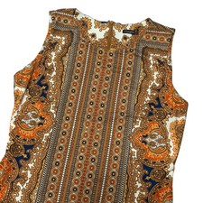 J.McLaughlin Sheath Dress Womens S Orange Blue Paisley Medallion Boho Sleeveless