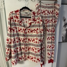 Hanna Andersson Christmas Pajama Set Pants Top XXL Flannel Deer Fair Isle