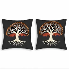 Set of 2 Decorative Throw Pillow Covers 18x18in - Stylish White Tree