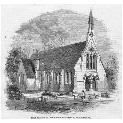CAMBRIDGESHIRE Holy Trinity Chapel School at Reach - Antique Print 1860
