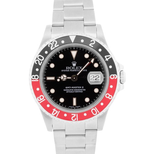 Rolex GMT-Master II COKE Red Black Stainless Steel 16710 40mm ...