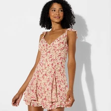 Women's Cap Flutter Sleeve Mini Empire Waist Dress - Wild Fable Beige