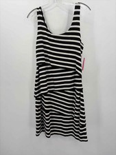 Pre-Owned Loft Black Size Medium Stripe Knee Length Sleeveless Dress