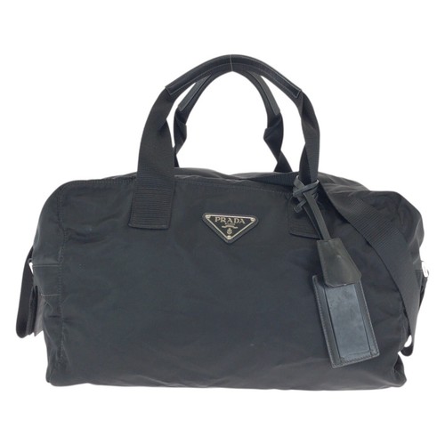 Prada Nylon Tessuto Triangle Logo Travel Bag Women Black One Size
