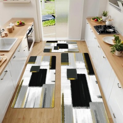 XLHOMO Kitchen Rugs Sets of 3, Non Slip Washable Kitchen Mats for Floor, Anti-Fa