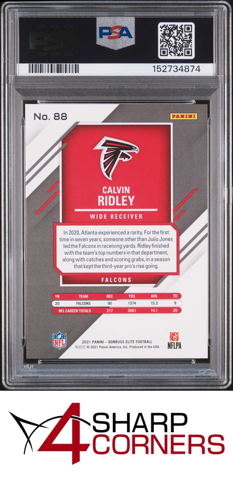 2021 PANINI DONRUSS ELITE ORANGE #88 CALVIN RIDLEY #/49 POP 1 PSA 10 view 2