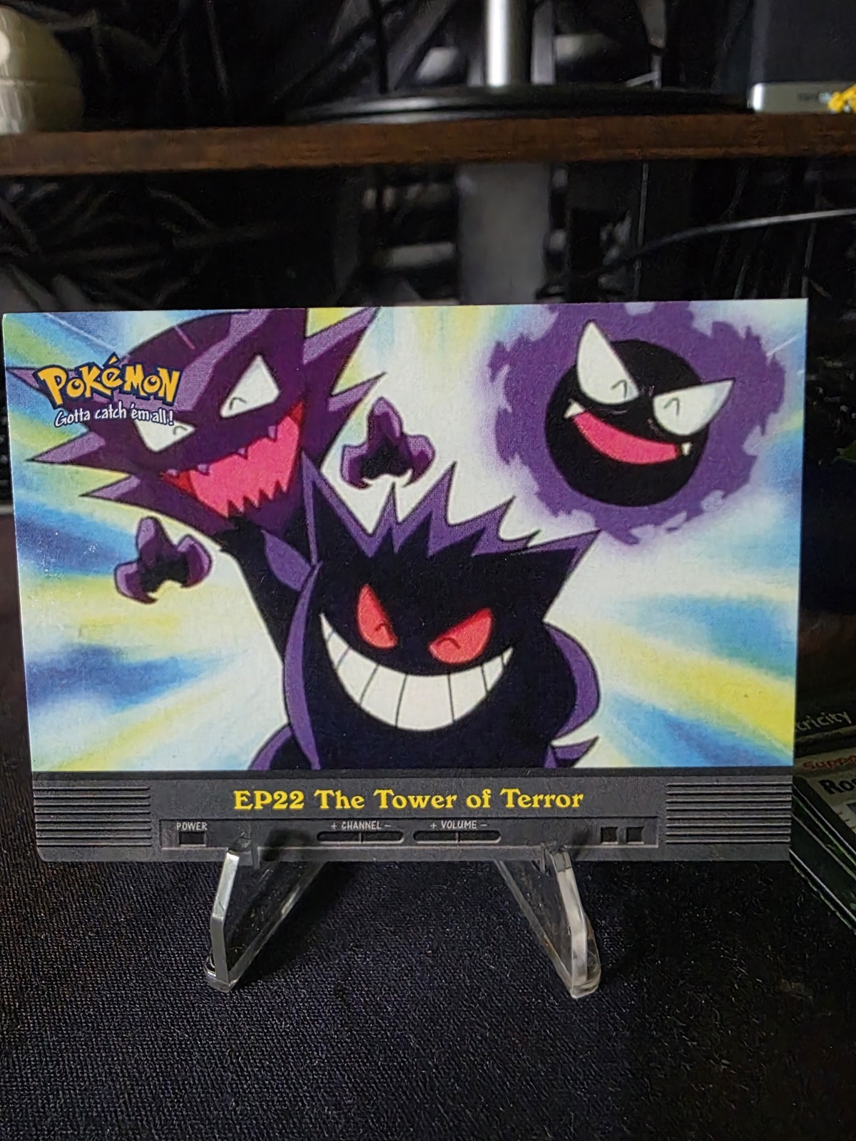The Tower Of Terror EP22 Blue Logo Topps Animation NM Pokemon Card Gengar Gastly