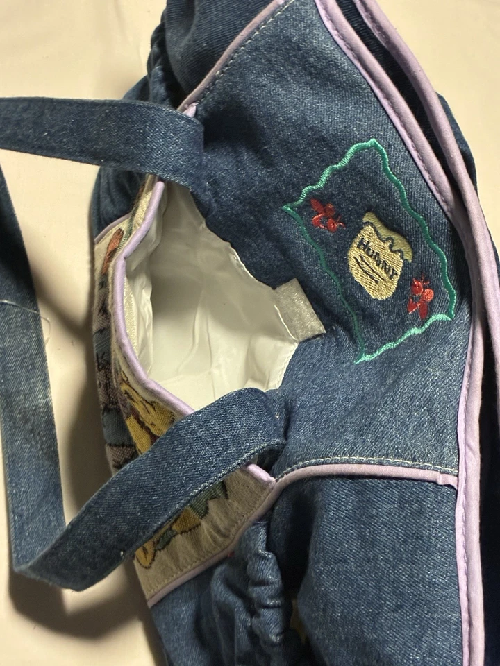 Fralda jeans vintage Winnie The Pooh fralda jeans e bolsa garrafa verifique fotos - Imagem 3 de 4