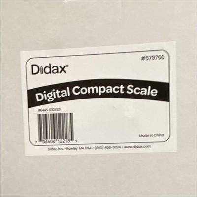 Didax E-35B Digital Compact Kitchen Scale w/ Bowl, Battery Powered, White