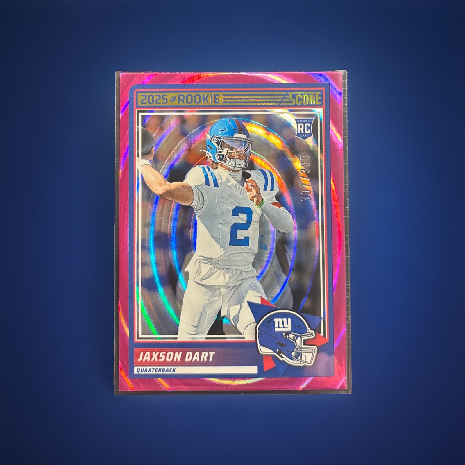 2025 Panini Score Jaxson Dart Pink Ellipse /399 #35 New York Giants