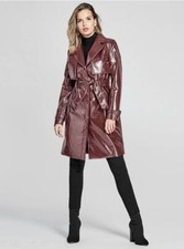 Marciano Women Trench Coat Vinyl "adonia" Fudge Multi Nwt New Size Large, L $298