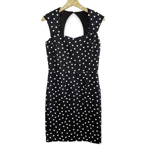 white house black market polka dot dress Nwot Pencil Sheath Sz 14 Color:Cocoa
