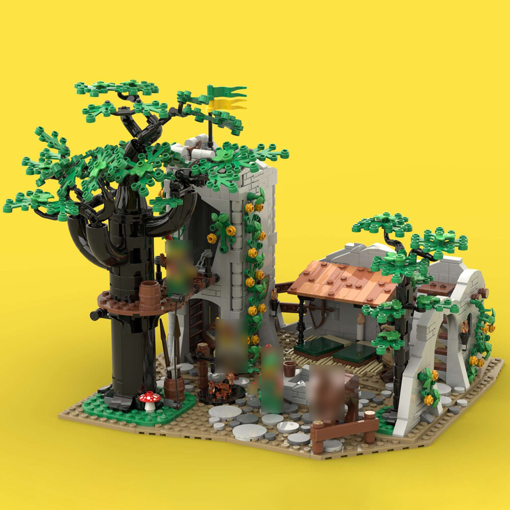 MOC-137009 Forest Men's Camp on Old and Forgotten Tower Ruin 1145 Parts Gift