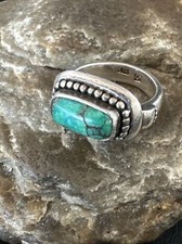 Native American Navajo Sterling Silver Green Turquoise Ring Sz 6 15920