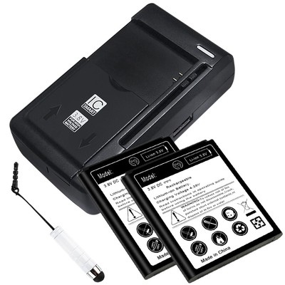 High Quality 2x 3700mAh Battery Charger Styli for Samsung Galaxy Avant SM-G386T1