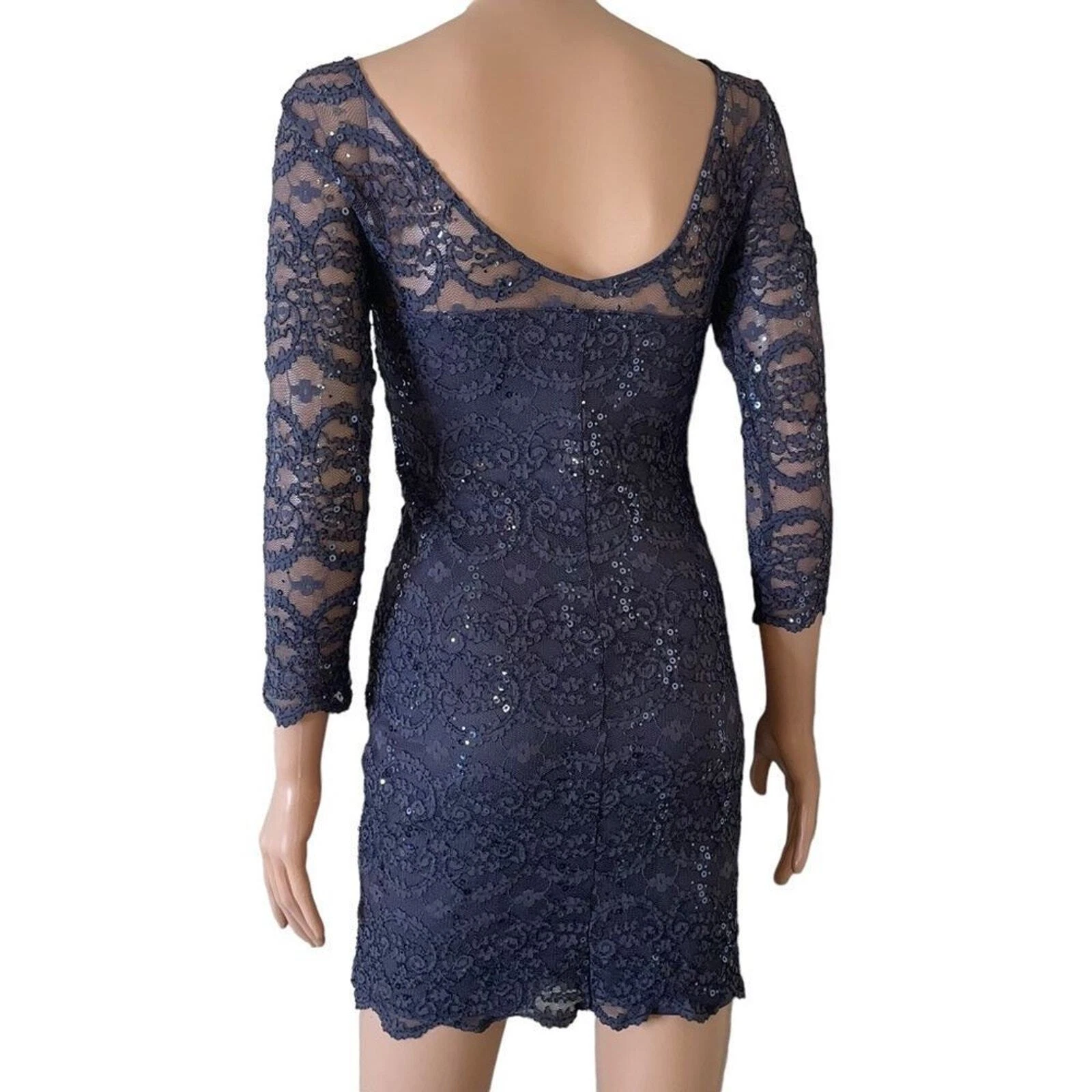 VETEMENTS Abito Jump Apparel marca grigio pizzo su grigio paillettes body con vestibilità XS