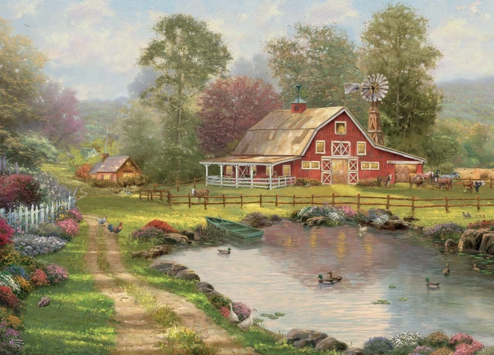 Ceaco Jigsaw Puzzle;  Red Barn Retreat;  Thomas Kinkade; 1,000 pieces; 3310-85 - Image 2 of 2