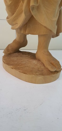 Bambina scolpita a mano in legno naturale.62 cm Arte Val Gardena - Foto 10 di 12