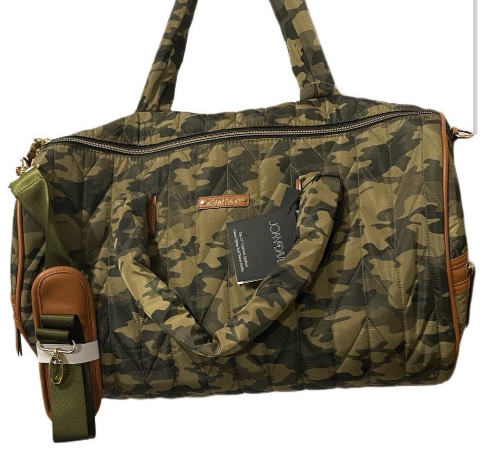 JOAN & DAVID 21” Chevron Quilted Camo Nylon Roll Travel Duffle Bag