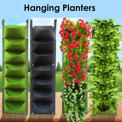 7 Pocket Vertical Growing Planting Bag Felt Fabric Wall Hanging Garden Planter