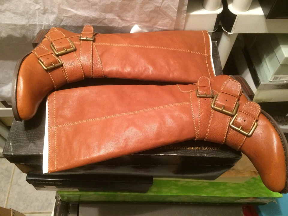 B. Makowsky Susan Leather Knee High Boot Cuoio 6.5 M NIB - Image 2 of 4