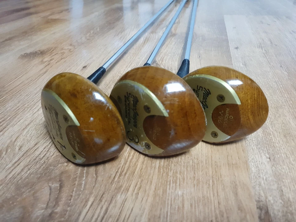 MacGregor Synchrolite Eye-o-matic M95 Oil Hardened Persimmon 1,3,5 Wood Set R - Image 2 of 4